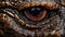 Close up of beast eyes young Crocodile. Generative AI