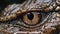 Close up of beast eyes young Crocodile. Generative AI