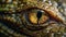 Close up of beast eyes young Crocodile. Generative AI