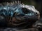 close up of beatiful blue iguana in the wildness