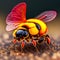 The close up of a beautiful bee - Ai Generated Image.
