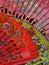 Close up of beautiful, brightly-coloured Spanish fans