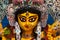 Close up of the beautiful face of Hindu Goddess Durga