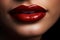 Close up of beautiful female lips. Glossy, healthy colored lips. Half open