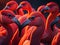 Close up on the beautiful group of flamingo. ai generative
