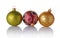 Close-up of beautiful luxury multicolored christmas balls with glittering pattern