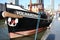 Close-up of a beautiful merchant ship moored at the port of Rotterdam, Holland, Netherlands