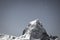 Close up of beautiful mountain top pic du midi in pyrenees mountain range in black and white, france