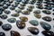 Close up of beautiful natural mineral stone - black obsidian gemstone from Mexico over a table inside of a souvenir