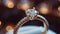 Close-up of a beautiful sparkling diamond engagement ring