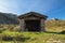 Close up beautiful stone sheep barn in countryside mountains, basque country, france