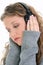 Close Up of Beautiful Teen Girl Listening To Headphones