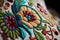 Close-up beautiful Ukrainian traditional style embroidery. Vyshivanka. AI generation