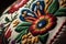 Close-up beautiful Ukrainian traditional style embroidery. Vyshivanka. AI generation