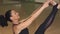 Close up of a beautiful woman doing yoga balancing exercise