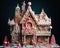 A close-up of a beautifully decorated gingerbread house,