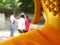 Close-up behind Golden Buddha statue in Bangkok Thailand