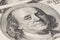 Close-up of Benjamin Franklin, one hundred dollars note.