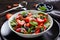 Close-up of berry spinach pecan summer salad