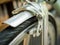 Close-up bicycle brakes and wheel on vintage bicycle