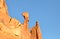 Close up of a big rock hanging on a mountain near Arches National Park, Moab, Utah