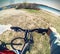 Close-up of biker hand holding the steering wheel