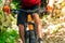 Close up of a biker riding his mountain bike