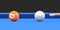 Close-up of billiard ball number five orange color on billiard table
