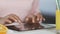 Close-up of biracial female buying eco products on tablet, modern technologies