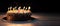 Close-up of a birthday cake with burning candles on a dark background, isolate. AI generated