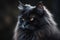 a close up of a black cat with a yellow eye looking at the camera with an intense look on it\\\'s face and whished eyes