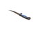 Close-up black coated sharp stainless steel blade filet knife isolated on fishing white fillet tool