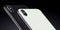 Close up black and white isometric smartphones similar to iPhone X back sides with camera modules cropped