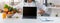 Close up of blank laptop screen on nutritionist workplace