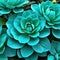 Close up of blooming flowerbeds of amazing teal flowers on dark moody floral ured Photorealistic