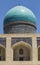 Close up blue dome of Mir-i-Arab Madrasah, Bukhara, Uzbekistan