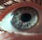 Close up of blue eye of caucasian man looking away