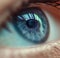 Close up of blue eye of caucasian man looking away