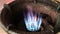 Close up blue flame of gas stove