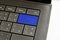 Close up blue keyboard backspace button.