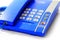 Close up blue keypad, landline for communication and business in