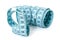 Close up of blue measure tape