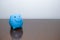 Close-up of blue  piggybank.Business and finance concept