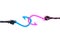Close-up of blue and pink fishhook bracelets