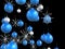 Close up of blue and silver Christmas decorations