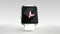 Close up blue smart watch with fitness app icon on the screen