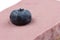 Close-up of a blueberry cheesecake against a white background