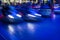 Close Up of Blurred Bumper Cars Running in the Night in a Luna Park in South of Italy