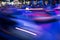 Close Up of Blurred Bumper Cars Running in the Night in a Luna Park in South of Italy