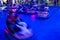 Close Up of Blurred Bumper Cars Running in the Night in a Luna Park in South of Italy